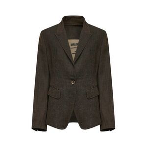 Uma Wang Women Dark Brown Chevron Linen And Viscose Blend Kylie Blazer
